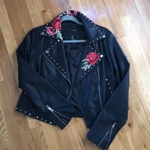 Floral Studded Faux Leather